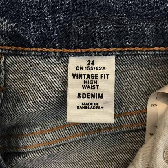 & DENIM Vintage Fit High Waist Straight Button-Fly Jeans Size 27 Medium Wash Den - Picture 4 of 10